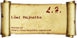 Löwi Hajnalka névjegykártya